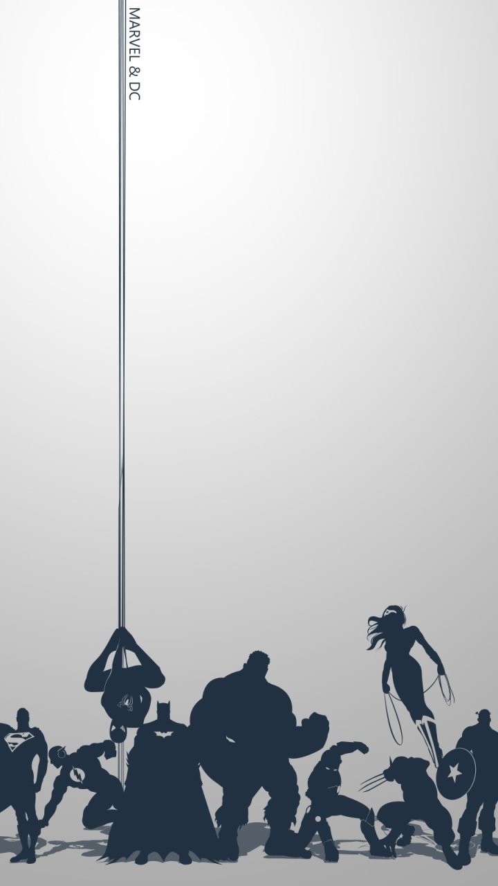 Download Superman DC Comics Batman Spider Man Flash Hulk Iron Man Wolverine Wonder Woman Captain America Comic Crossover Phone Wallpaper