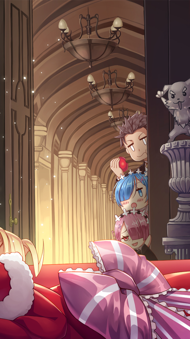 Download Subaru Natsuki Ram (Re:ZERO) Rem (Re:ZERO) Anime Re:Zero - Starting Life In Another World Phone Wallpaper