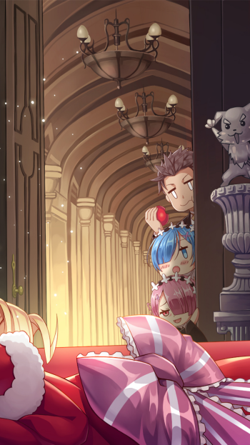 Subaru Natsuki Ram (Re:ZERO) Rem (Re:ZERO) Anime Re:Zero - Starting Life in Another World Phone Wallpaper