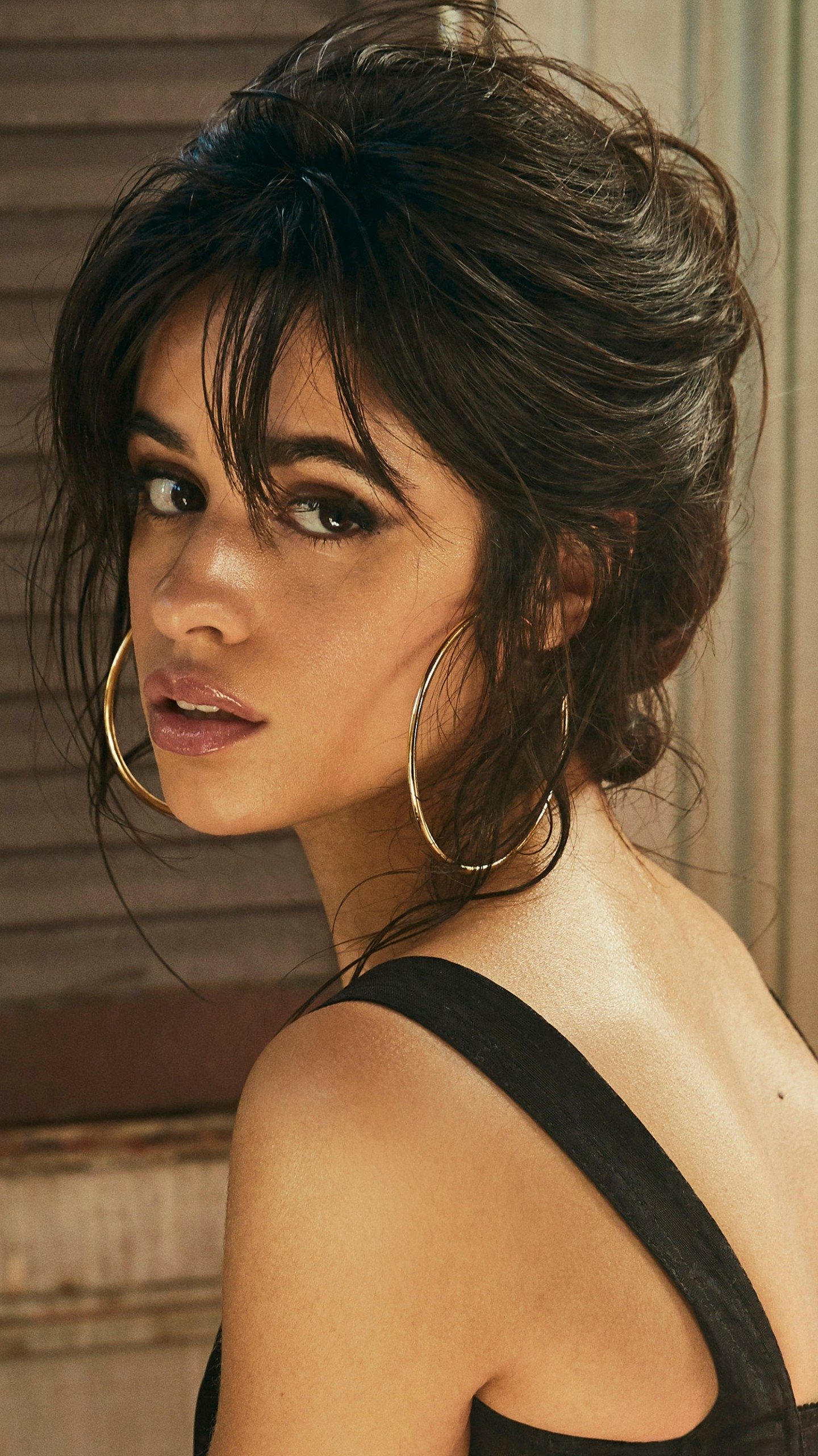 Download Earrings Brown Eyes Black Hair Latina Singer Music Camila Cabello Phone Wallpaper
