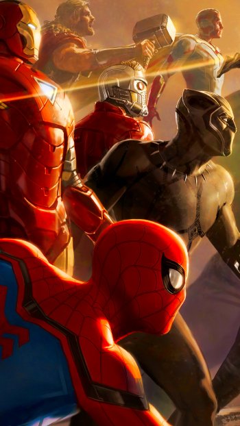 spider man Black Panther (Movie) Star Lord Vision (Marvel Comics) Thor Iron Man movie Avengers: Infinity War Phone Wallpaper