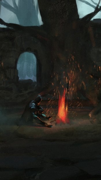 bonfire ruin night warrior video game Dark Souls Phone Wallpaper