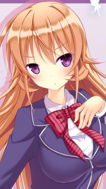 purple eyes orange hair long hair school uniform blush Erina Nakiri Anime Food Wars: Shokugeki no Soma Phone Wallpaper