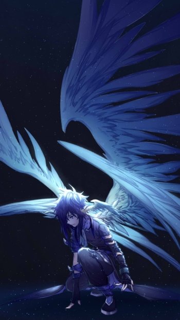 short hair glove wings Anime angel anime angel Phone Wallpaper