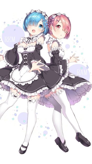 Ram (Re:ZERO) Rem (Re:ZERO) Anime Re:Zero - Starting Life in Another World Phone Wallpaper