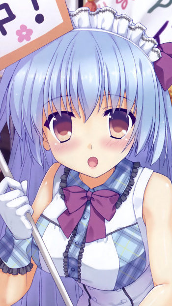 apron maid blush long hair Anime Original Phone Wallpaper
