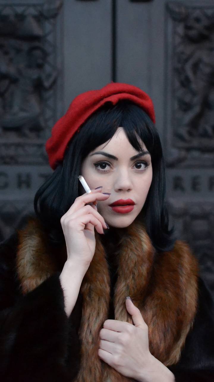 Girl in Fur Coat Smoking