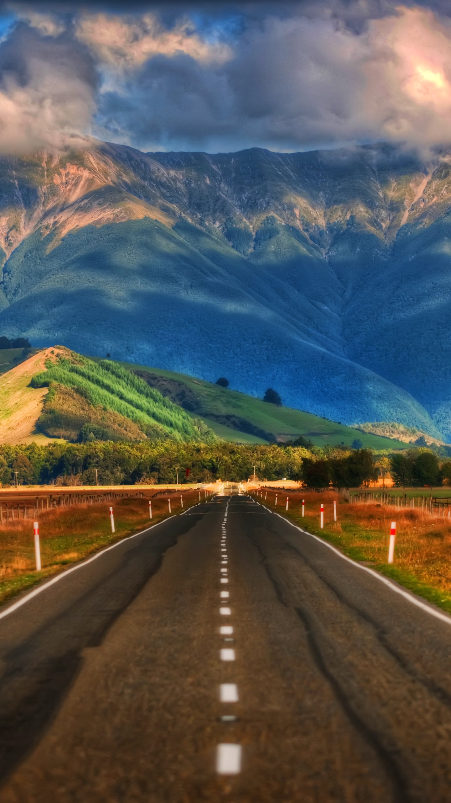 Download New Zealand Southern Alps Man Made Road Phone Wallpaper
