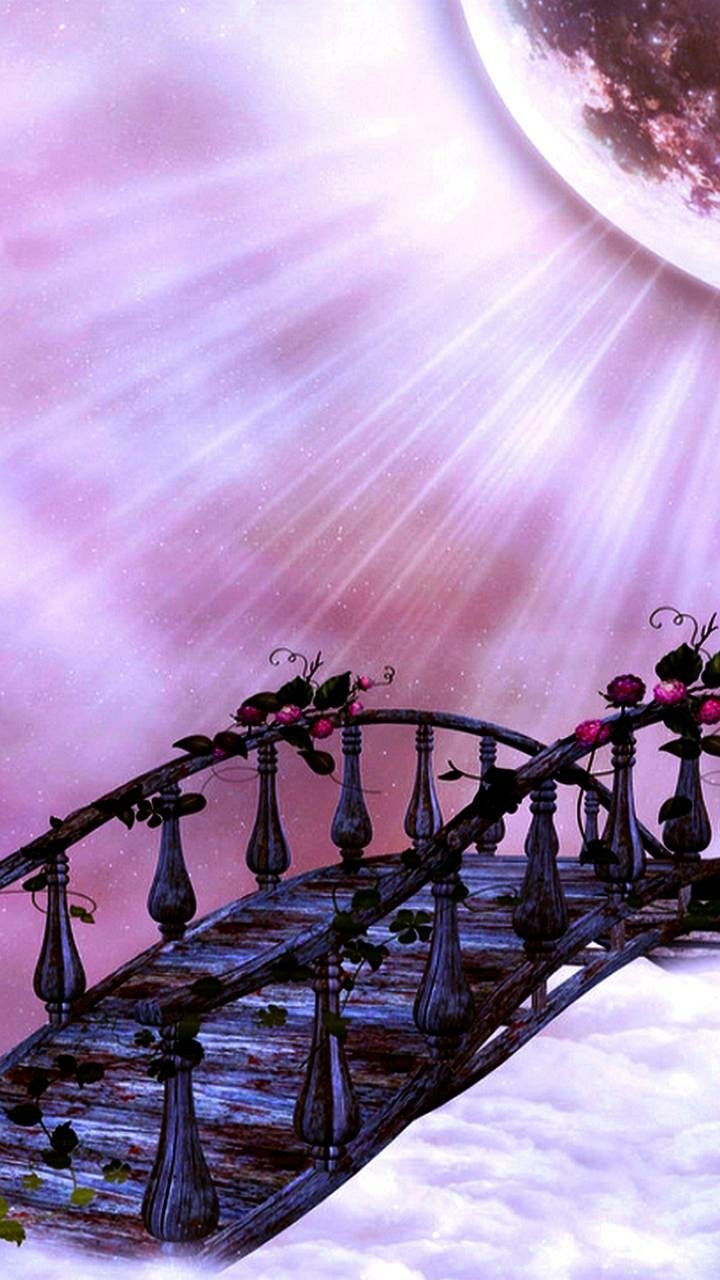 Download Moon Heaven Bridge Artistic Fantasy Phone Wallpaper