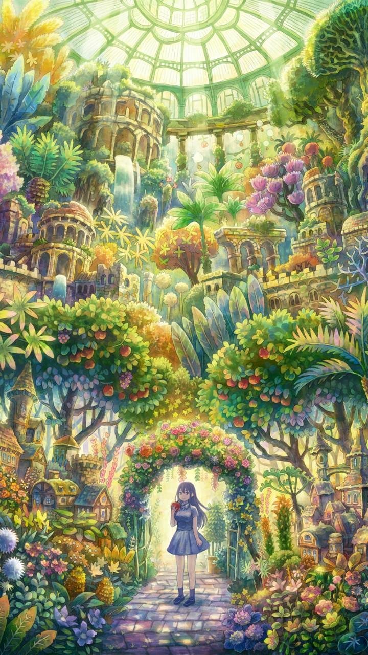 Download Flower Tree Fantasy Anime Original Fantasy Anime Phone Wallpaper