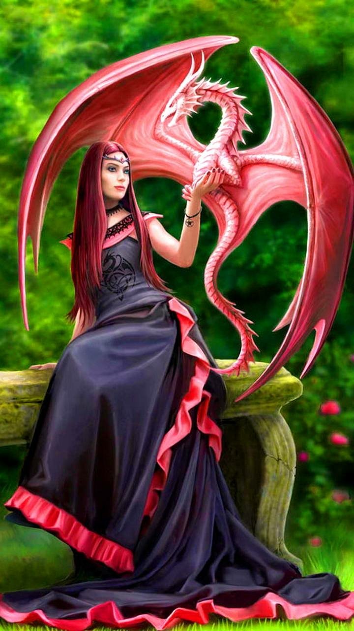 Download Bench Gothic Fantasy Dragon Phone Wallpaper