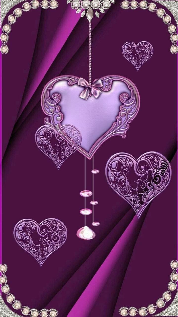 Download Purple Pearl Artistic Heart Phone Wallpaper
