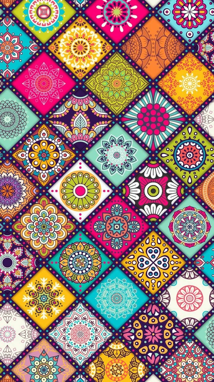 Download Colorful Flower Artistic Pattern Phone Wallpaper