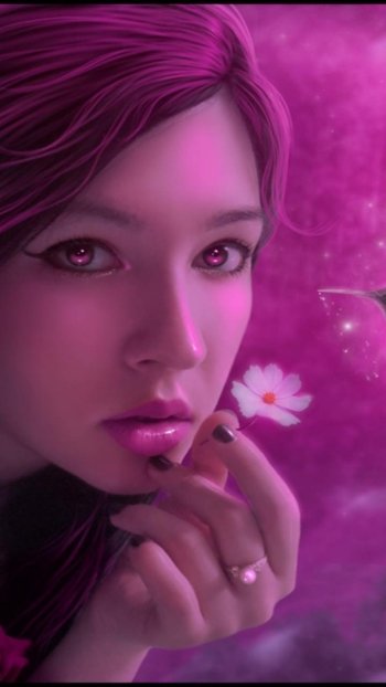 flower purple eyes fantasy woman Phone Wallpaper