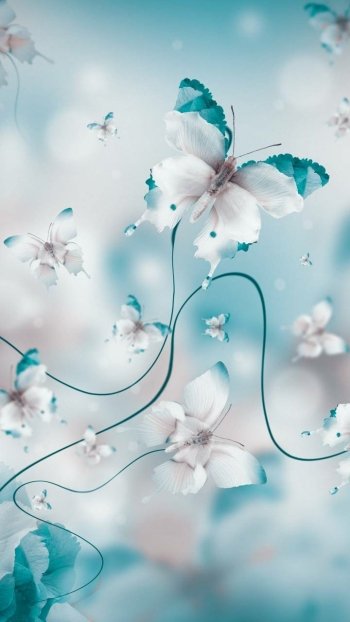white blue artistic butterfly Phone Wallpaper