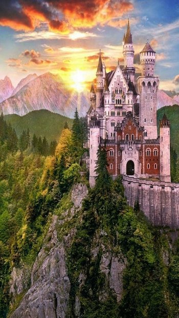 cliff man made castle Phone Wallpaper