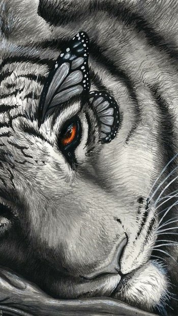butterfly fantasy tiger Phone Wallpaper