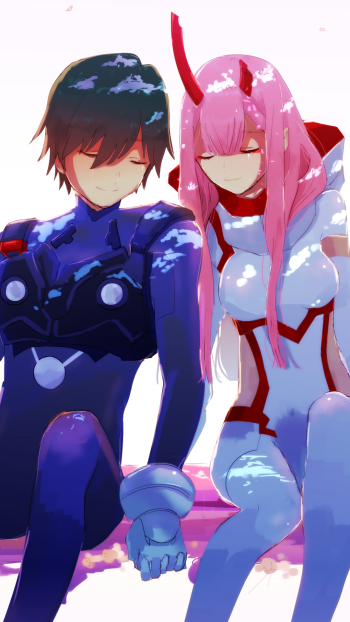 Zero Two (Darling in the FranXX) Hiro (Darling in the FranXX) Anime Darling in the FranXX Phone Wallpaper