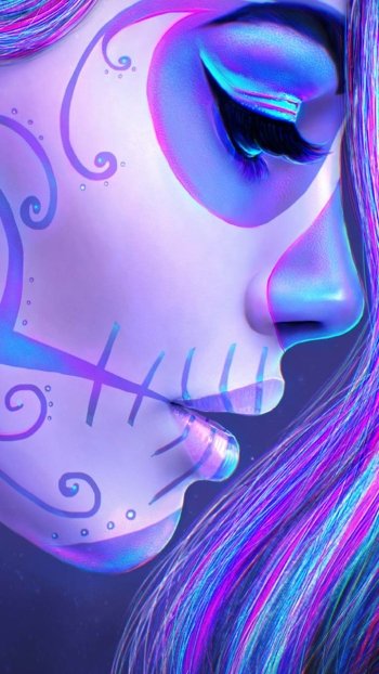 makeup purple artistic sugar skull Phone Wallpaper