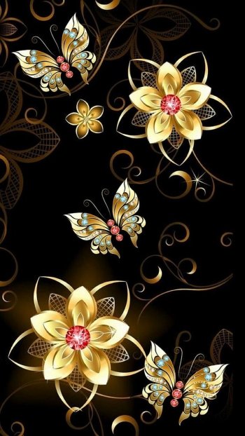  Gold Flowers and Butterflies