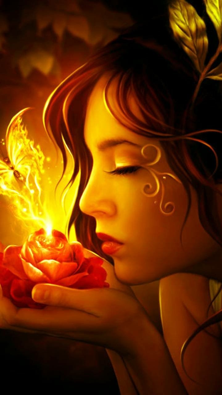 Download Glow Butterfly Flower Fantasy Fairy Phone Wallpaper by wildflower1555