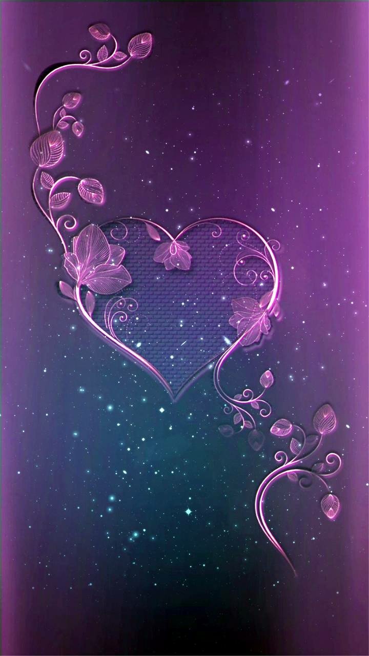Download Purple Leaf Artistic Heart Phone Wallpaper