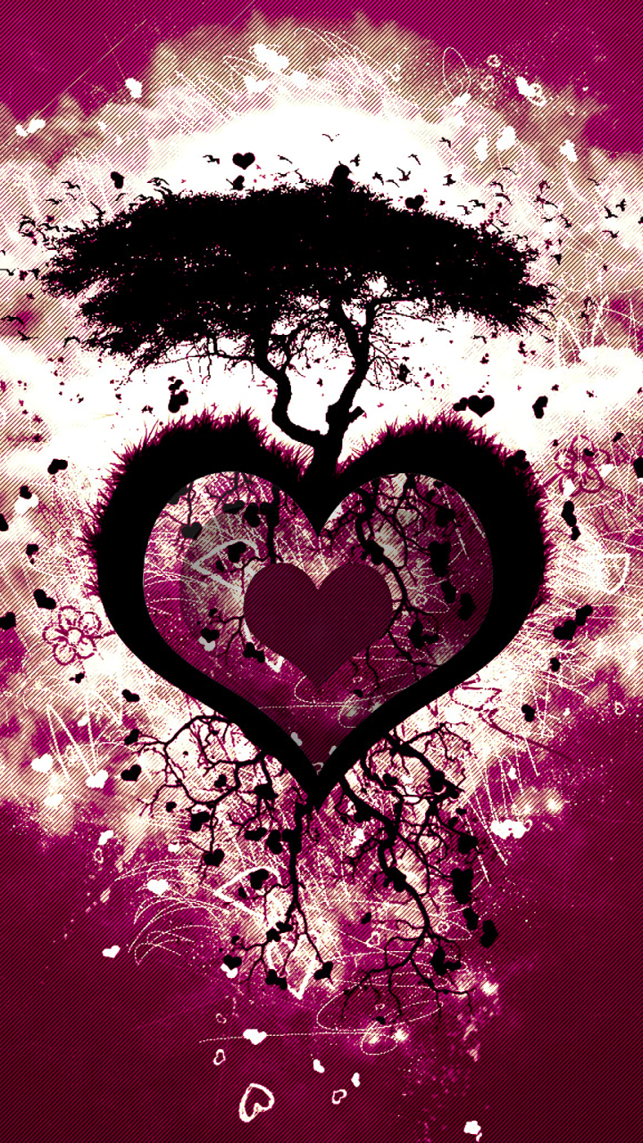 Download Tree Heart Artistic Love Phone Wallpaper