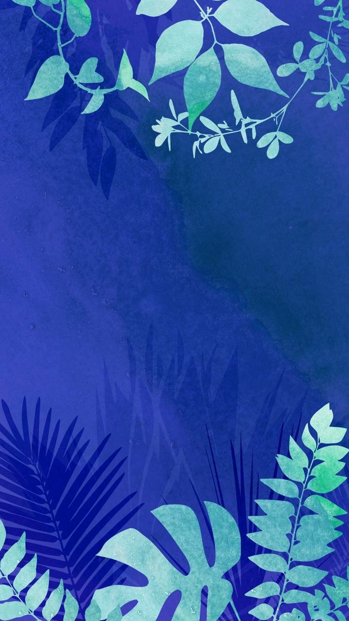 Download Design Blue Artistic Leaf Phone Wallpaper