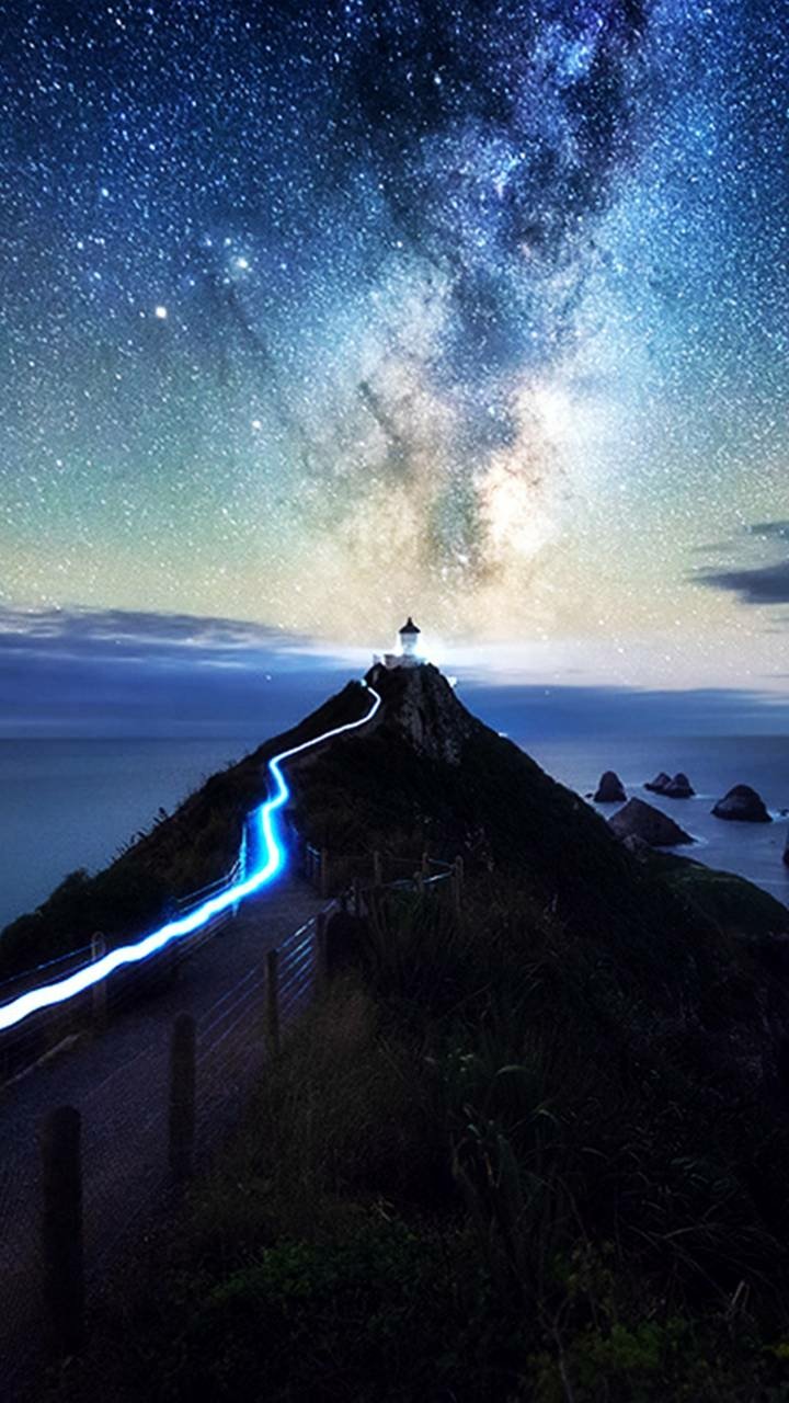 Download Lighthouse Hill Coast Light Man Made Path Phone Wallpaper