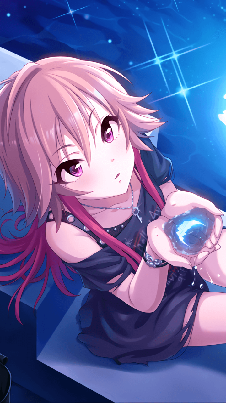 Download Purple Hair Asuka Ninomiya Pink Hair Night The IDOLM@STER Anime The IDOLM@STER Cinderella Girls Anime Night Phone Wallpaper