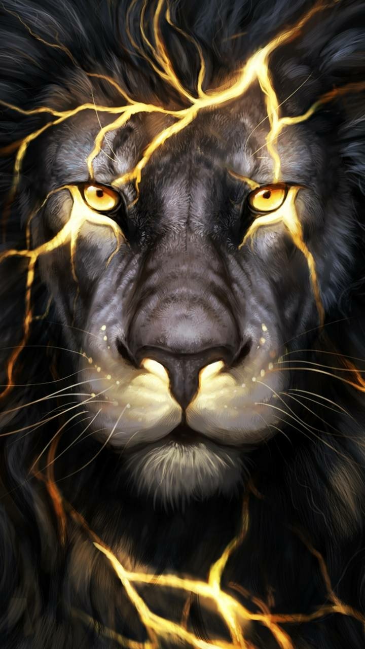 Download Lightning Fantasy Lion Phone Wallpaper