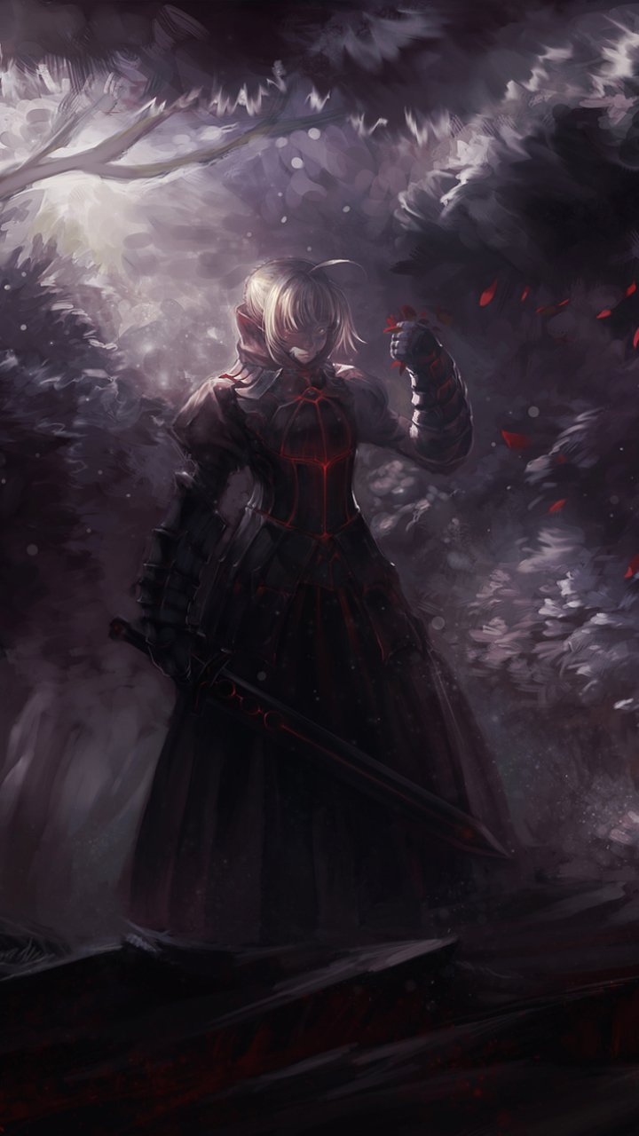 Download Woman Warrior Sword Short Hair Saber (Fate Series) Saber Alter Anime Fate/Stay Night Phone Wallpaper