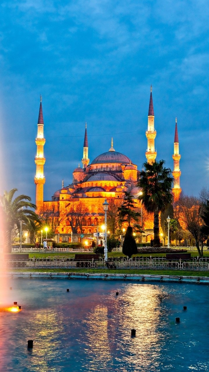 Download Fountain Religious Sultan Ahmed Mosque Phone Wallpaper