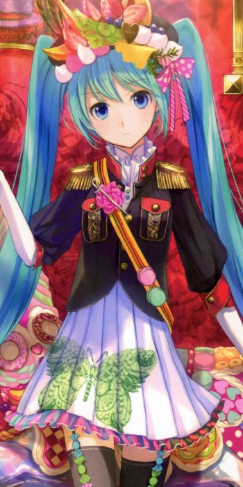 blue eyes blue hair twintails Hatsune Miku Anime Vocaloid Phone Wallpaper
