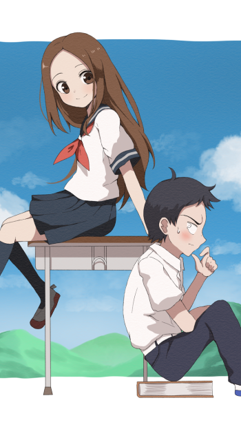 Nishikata (Karakai Jouzu no Takagi-san) Takagi (Karakai Jouzu no Takagi-san) Anime Teasing Master Takagi-san Phone Wallpaper