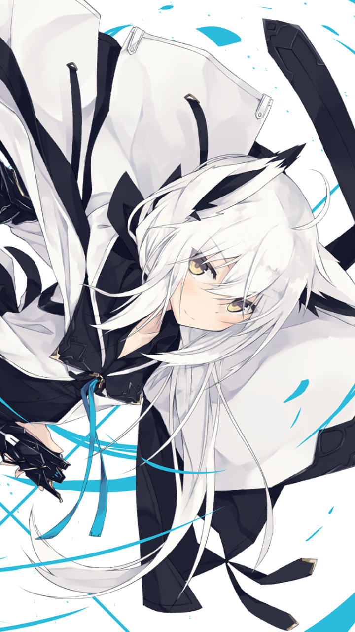 Download Cape White Hair Nekomimi Anime Original Phone Wallpaper