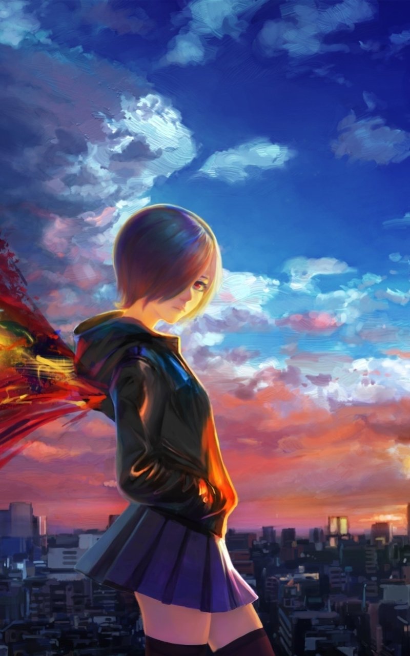 Download City Touka Kirishima Anime Tokyo Ghoul Anime Sunset Anime City Phone Wallpaper