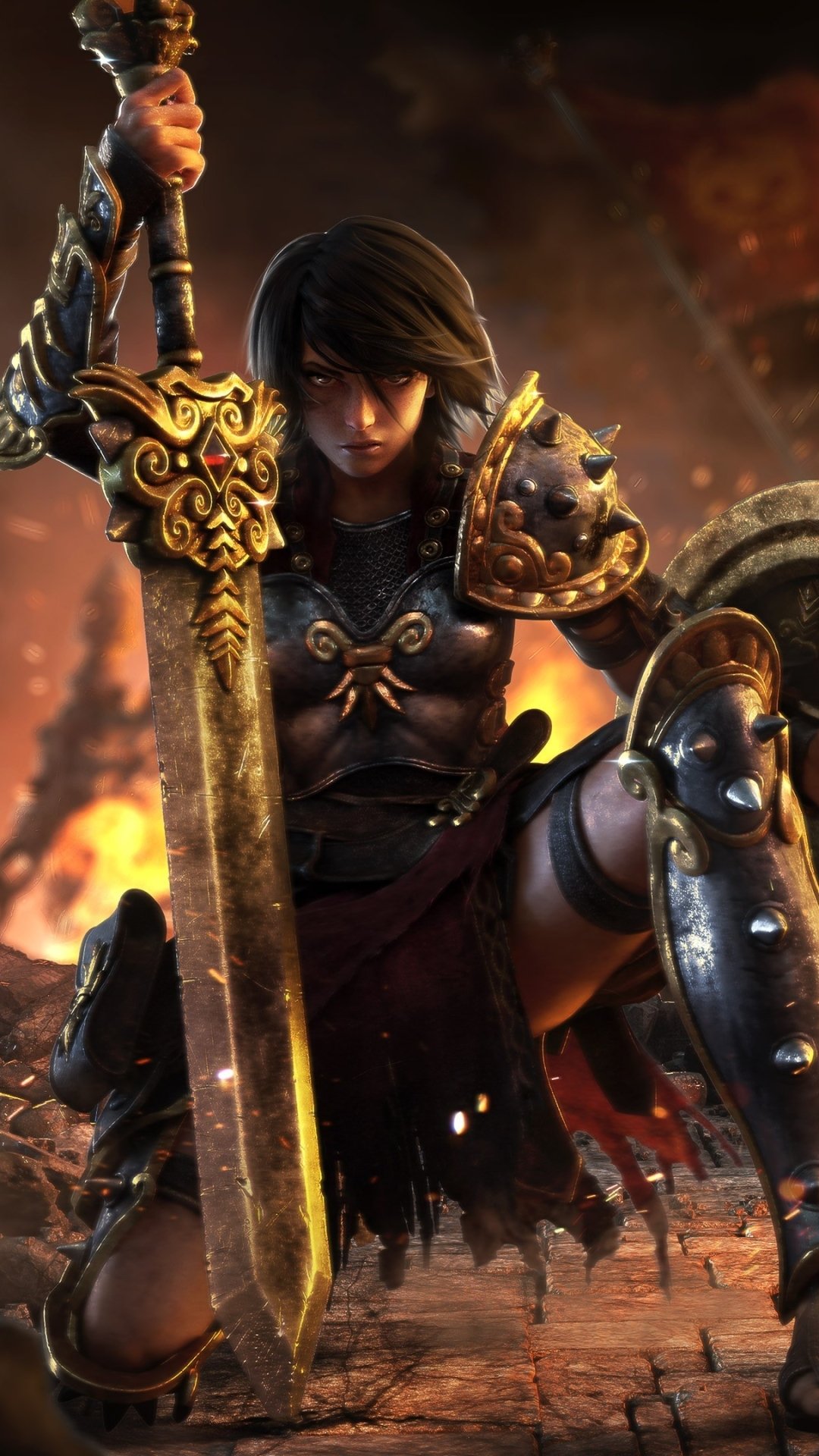 Download Sword Shield Woman Warrior Bellona (Smite) Video Game Smite Phone Wallpaper