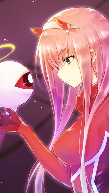 Zero Two (Darling in the FranXX) Anime crossover Phone Wallpaper