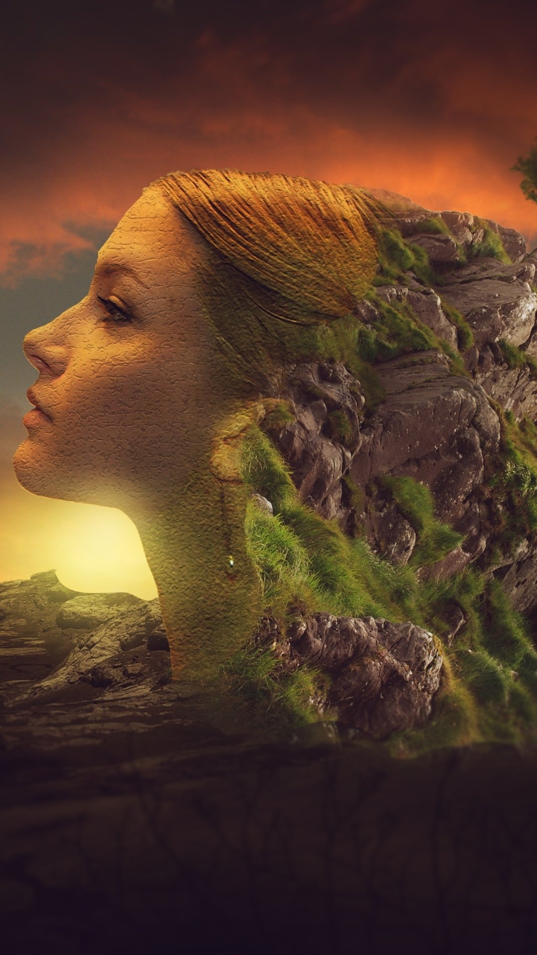 Download Face Head Fantasy Photography Manipulation Phone Wallpaper