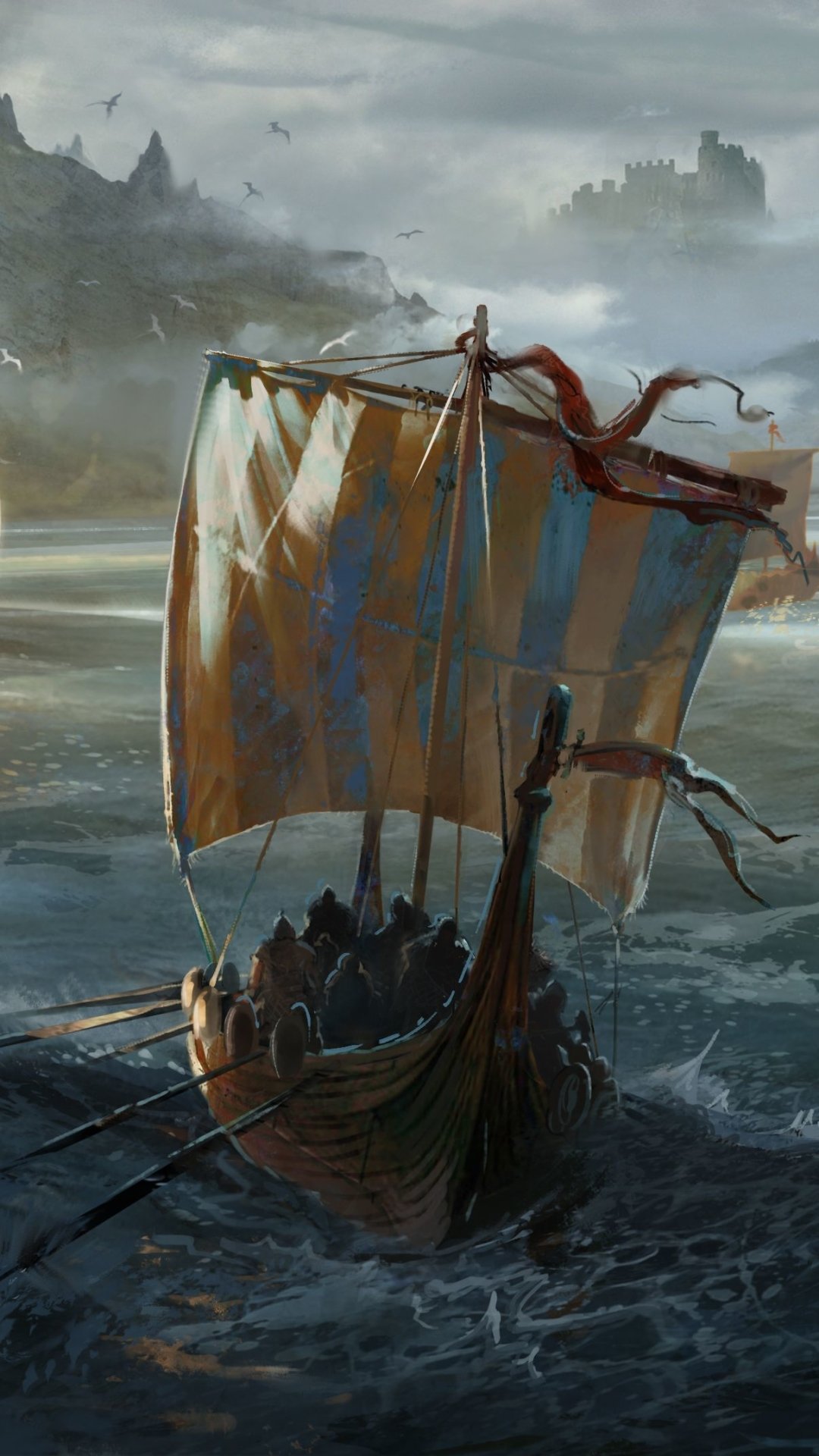 Download Drawing Viking Ship Video Game For Honor (Video Game) Phone Wallpaper
