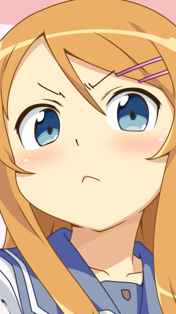 blonde blush aqua eyes face Kirino Kousaka Anime Oreimo Phone Wallpaper