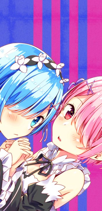 Ram (Re:ZERO) Rem (Re:ZERO) Anime Re:Zero - Starting Life in Another World Phone Wallpaper