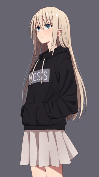 blue eyes blonde long hair skirt Anime girl anime girl Phone Wallpaper