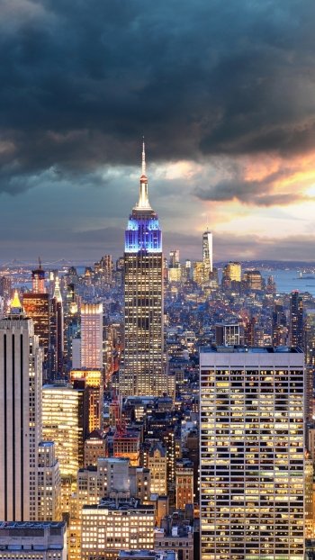 USA horizon cloud skyscraper building cityscape city man made New York Phone Wallpaper