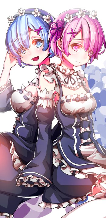 Ram (Re:ZERO) Rem (Re:ZERO) Anime Re:Zero - Starting Life in Another World Phone Wallpaper