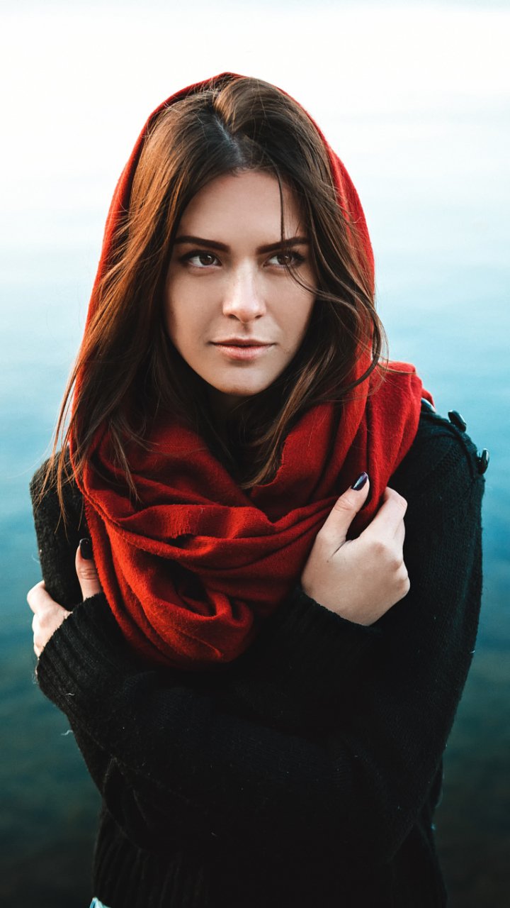 Download Brown Eyes Brunette Woman Model Phone Wallpaper