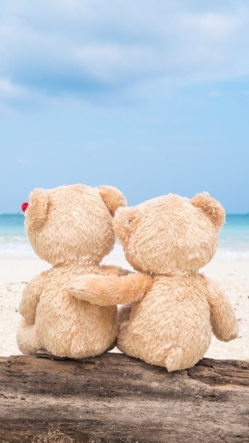 love beach teddy bear man made stuffed animal Phone Wallpaper