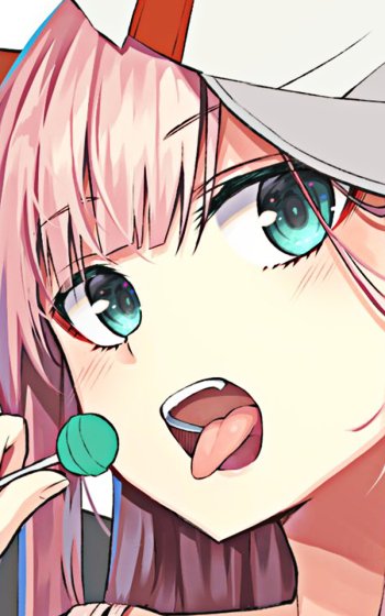 pink hair green eyes Zero Two (Darling in the FranXX) Anime Darling in the FranXX Phone Wallpaper