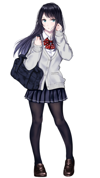 bag school uniform blue eyes long hair black hair Anime Original Phone Wallpaper